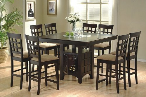 9pc Counter Height Storage Dining Table w/Lazy Susan & Chair Set