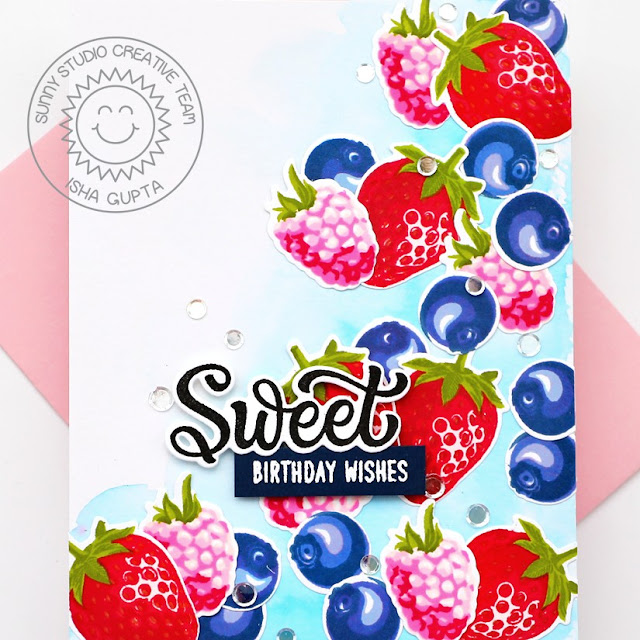Sunny Studio Stamps: Berry Bliss Birthday Card by Isha Gupta