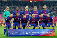 F. C. BARCELONA - Barcelona, España - Temporada 2017-18 - Ter Stegen, Umtiti, Ivan Rakitic, Busquets y Piqué; Messi, Semedo, Paco Alcácer, Iniesta, Luis Suárez y Jordi Alba. F. C. BARCELONA 2 (Paco Alcácer 2) SEVILLA F. C. 1 (Guido Pizarro). 04/11/2017. Campeonato de Liga de 1ª División, jornada 11. Barcelona, España, Nou Camp