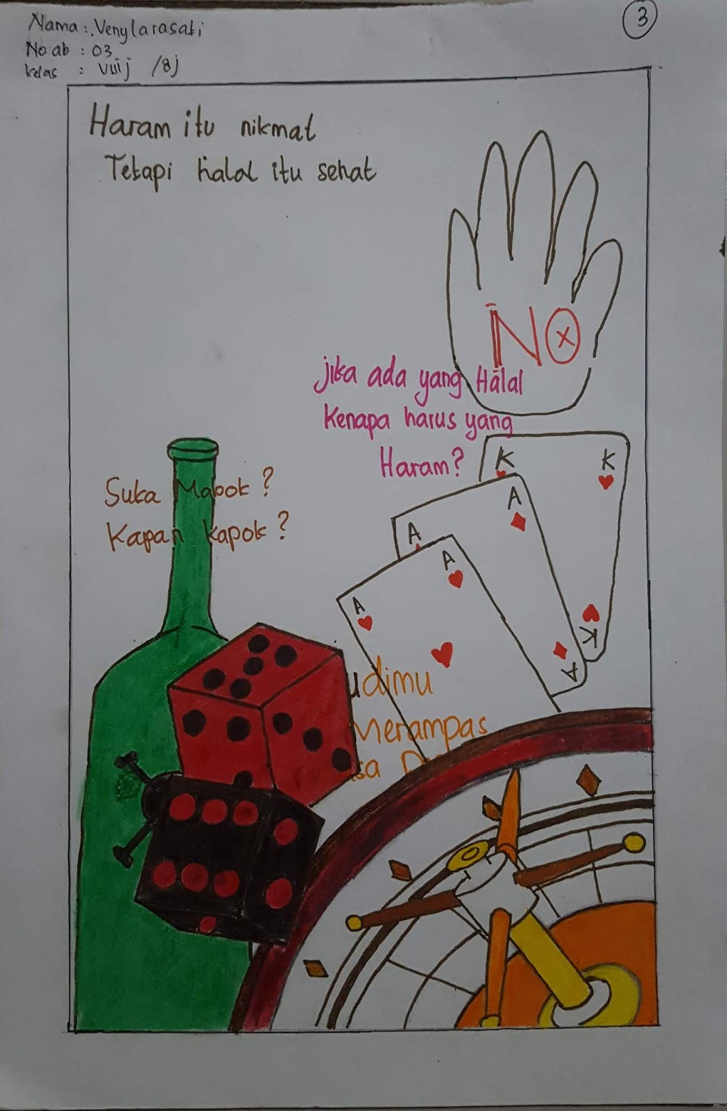 Ayo Belajar Pendidikan Agama Islam Hasil Karya Siswa Kd Menghindari Minuman Keras Judi Dan Pertengkaran Poster