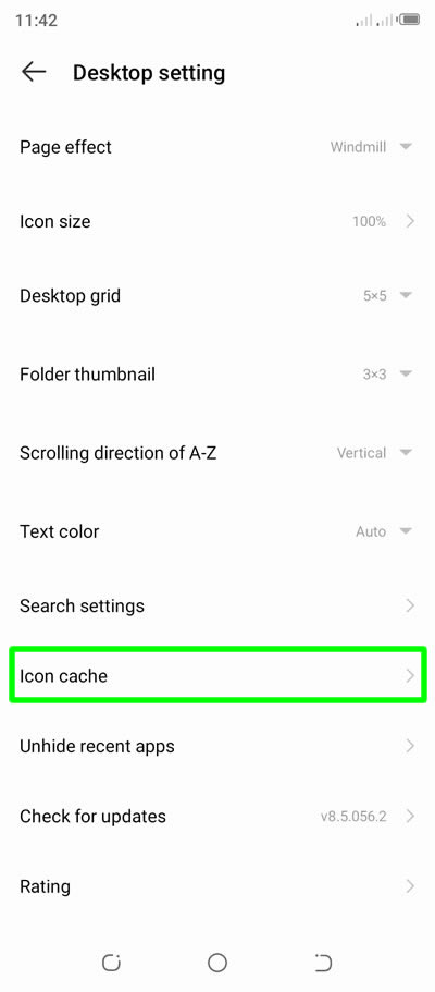 icon cache desktop setting-android