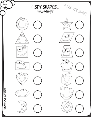 I Spy Shapes Printable Activity Classroom Game