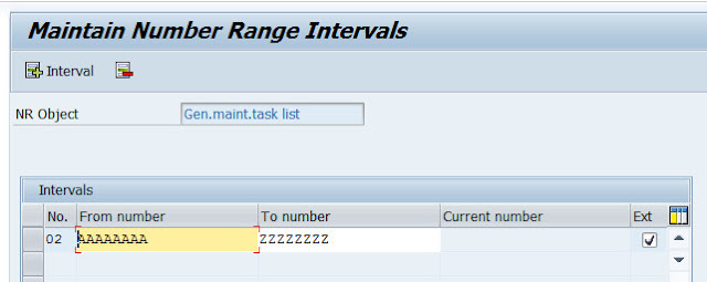 General Maintenance Task List Number Range