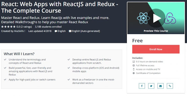 [100% Free] React: Web Apps with ReactJS and Redux - The Complete Course