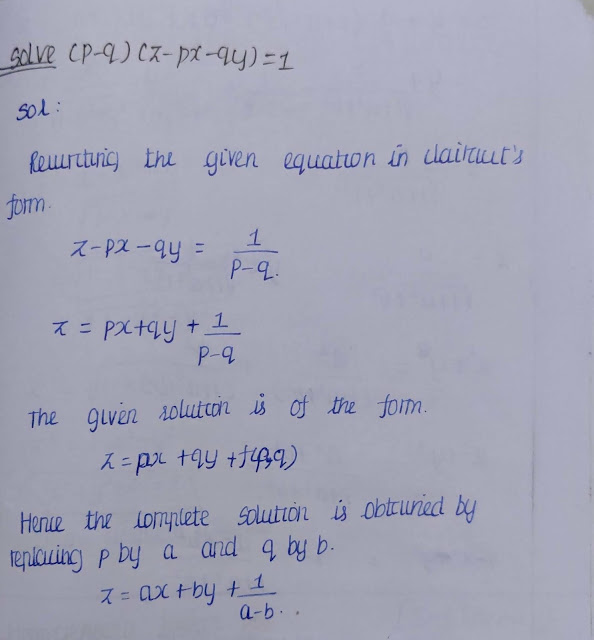 solve : (p-q)(z-px-qy)=1