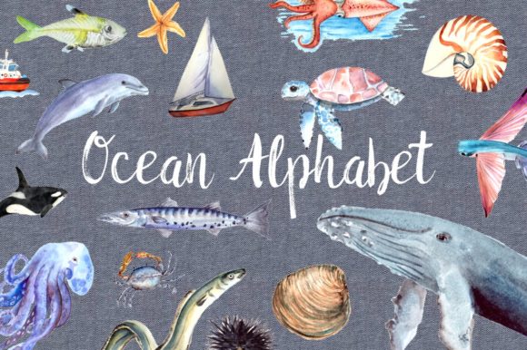Ocean Alphabet Clipart + Poster