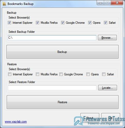 Bookmarks Backup : un logiciel pour sauvegarder les favoris d'IE, Firefox, Chrome, Opera et Safari