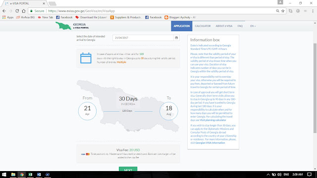cara pengurusan e-visa georgia