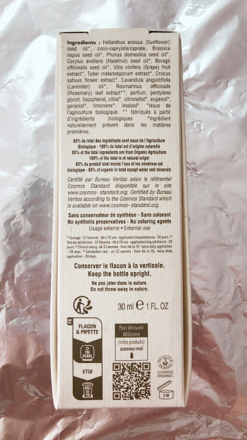 packaging de dos avec indications et liste d'ingrédients