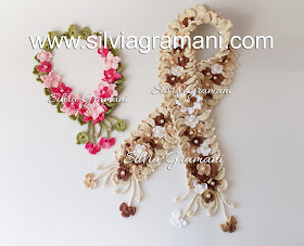 Colar e Cordão de Crochê com Flores