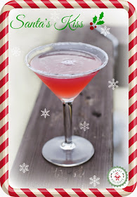 santa's kiss cocktail, whipped vodka, lemon juice, simple syrup, chambord, black raspberry liqueur, x-rated fusion liqueur