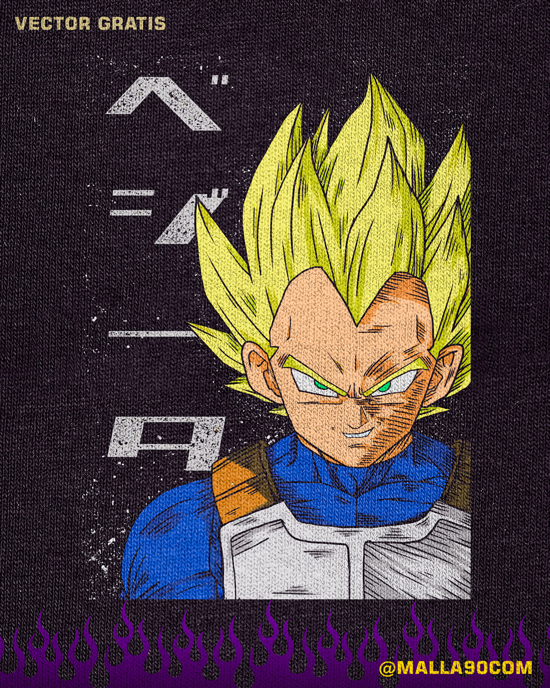 vector gratis de anime Dragon ball z vegeta saiya