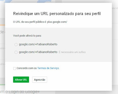 Personalizar URL do Perfil ou Pagina no Google+