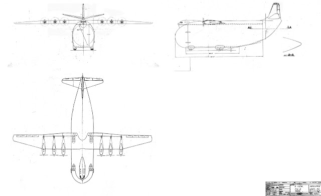 Aero Spacelines PG-2 Princess Guppy three view drawing