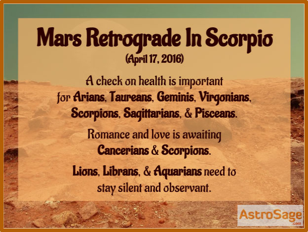 Mars is getting retrograde in Scorpio on April 17, 2016; know how it will affect you.