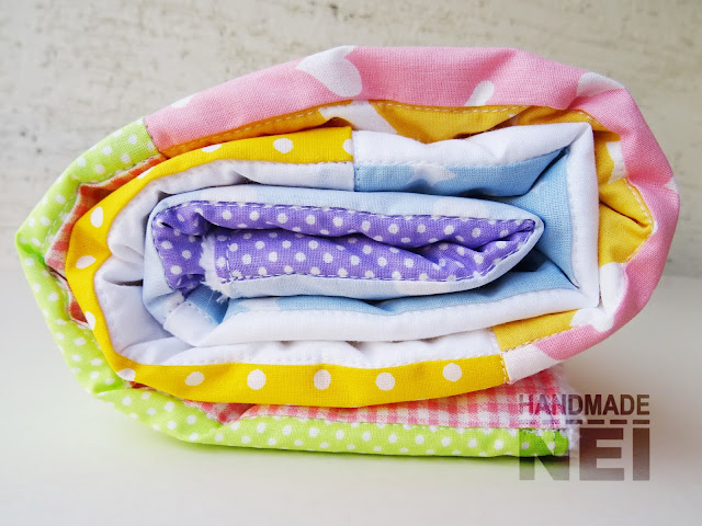 Handmade Nel: Пачуърк одеяло с полар за бебе "Дъга"2