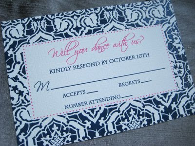 Aimee Kevin's hot pink navy invitations