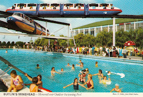 Butlin's Minehead - Monorail over Outdoor Swimming Pool by John Hinde Studios. Postally unused. Undated