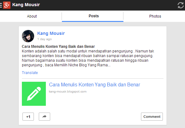 Tampilan Mobile Google Plus