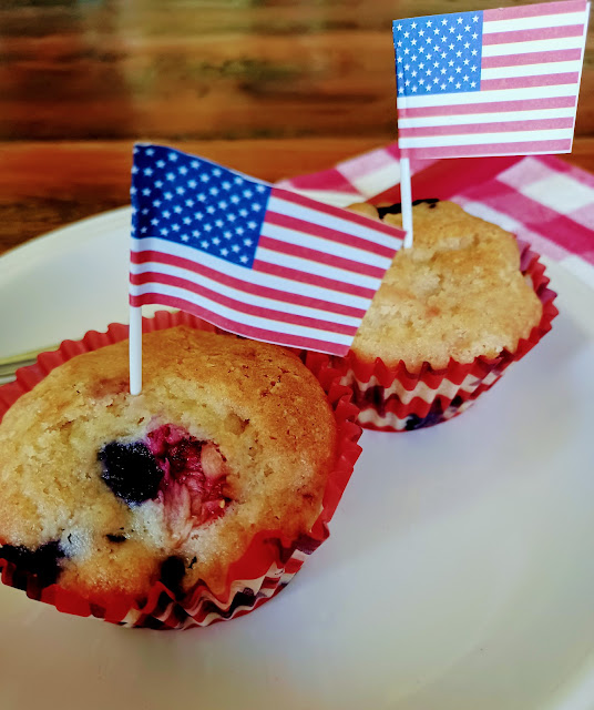 Strawberry & Blueberry Patriot Muffins at Miz Helen's Country Cottage