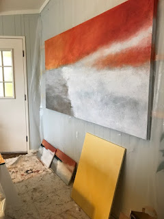 Large abstract painting in progress