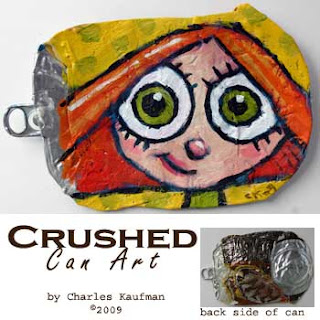 crushed can art,charles kaufman,painting,girl,red hair