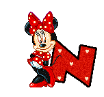 Alfabeto animado de Minnie coqueta N M.  