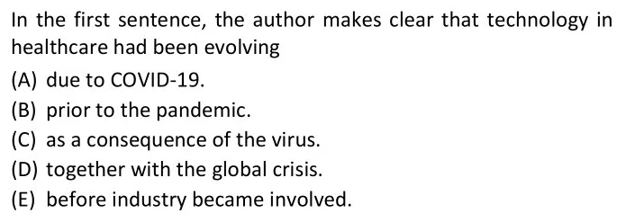 In the first sentence, the author makes clear that technology in healthcare had been evolving