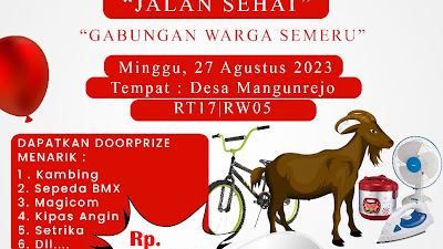 Jalan Sehat Desa Mangunrejo RT.17 RW.05 Kepanjen, Malang: Berhadiah Kambing, Sepeda, dll