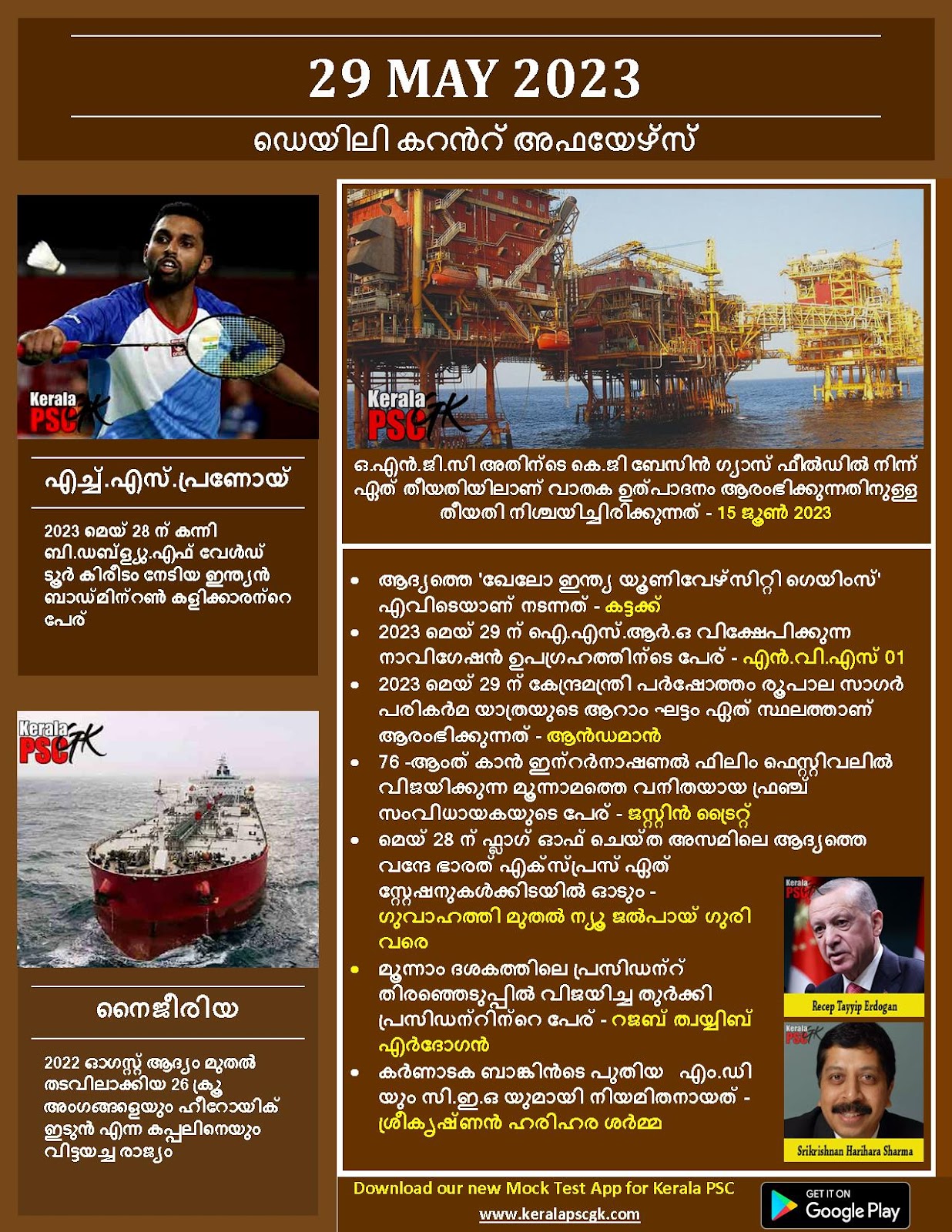 Daily Current Affairs in Malayalam 29 May 2023