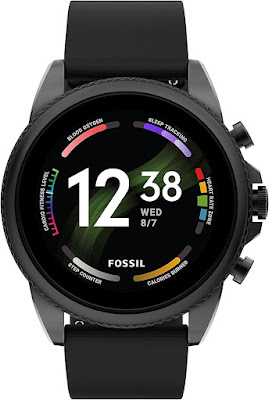 Fossil Men's Gen 6 44mm Stainless Steel and Silicone Touchscreen Smart Watch