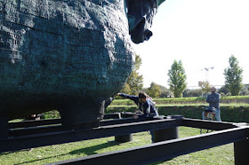 Versatile sculpture base public art installation Italy