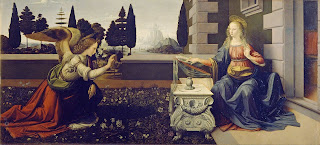L'annonciation par l'ange Gabriel à Marie - Léonard de Vinci
