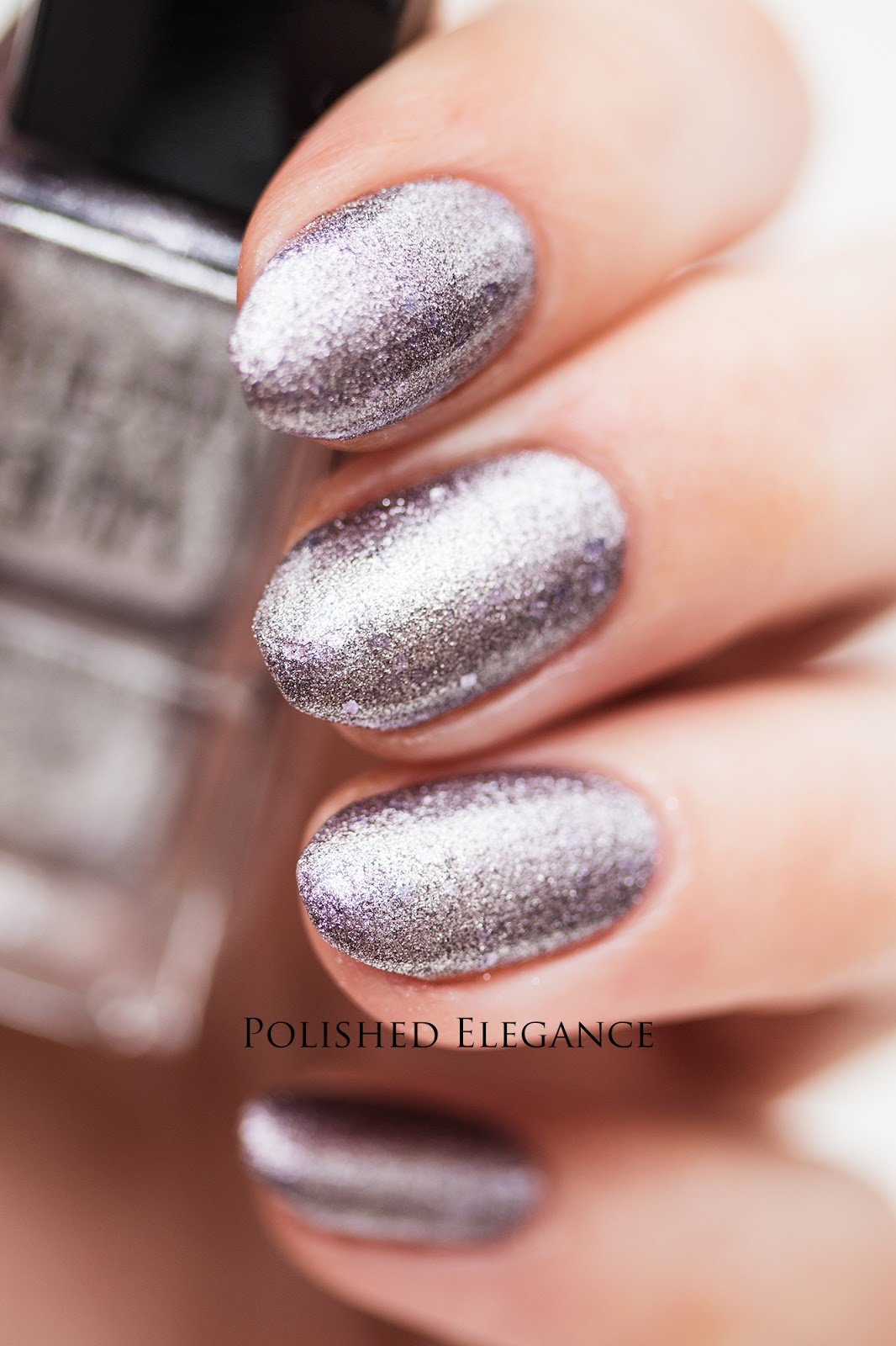 Silver nail polish with glitter