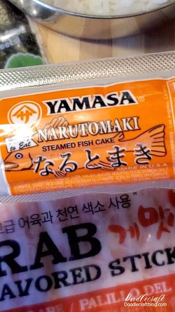 The Narutomaki is not really part of the picture of the gulper stuffed foot...but in order to not have to put SO much rice into the roll, this was a visually pleasing, tasty and economical solution!   This was easy to find in the freezer section at the local Asian market.