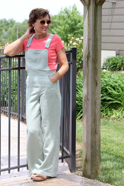 McCall's 7547 overall pattern made with Mood Fabrics' linen-rayon fabric