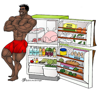 ROBBY ROBINSON'S DIET - BODYBUILDER AND HIS FRIDGE MUSCLE BUILDING ANIMATION BY ART BINNINGER Robby's dietary anabolic SUPPLEMENTS, OILS and HERBS  for natural fat loss and muscle growth at any age  ▶ www.robbyrobinson.net/anabolic-pack.php