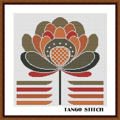 Elegant Scandinavian flower cross stitch pattern - Tango Stitch