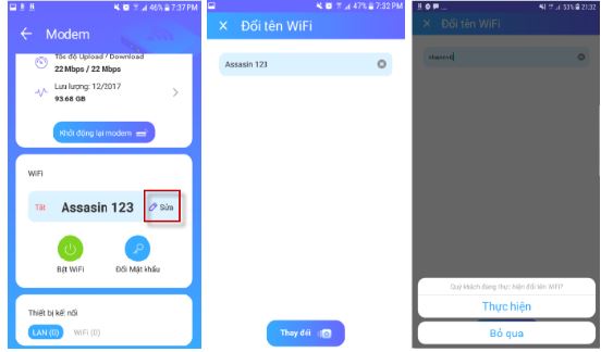 Chức năng đổi tên sóng wifi