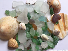 A pile of shells and sea glass