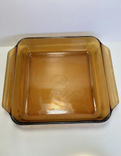 Vintage 8 in. Amber glass square baking dish