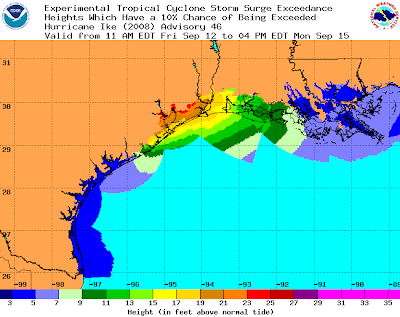 Illustration of Storm Surge Guidance for Texas and Louisiana Gulf Coasts, Friday -- image from NOAA