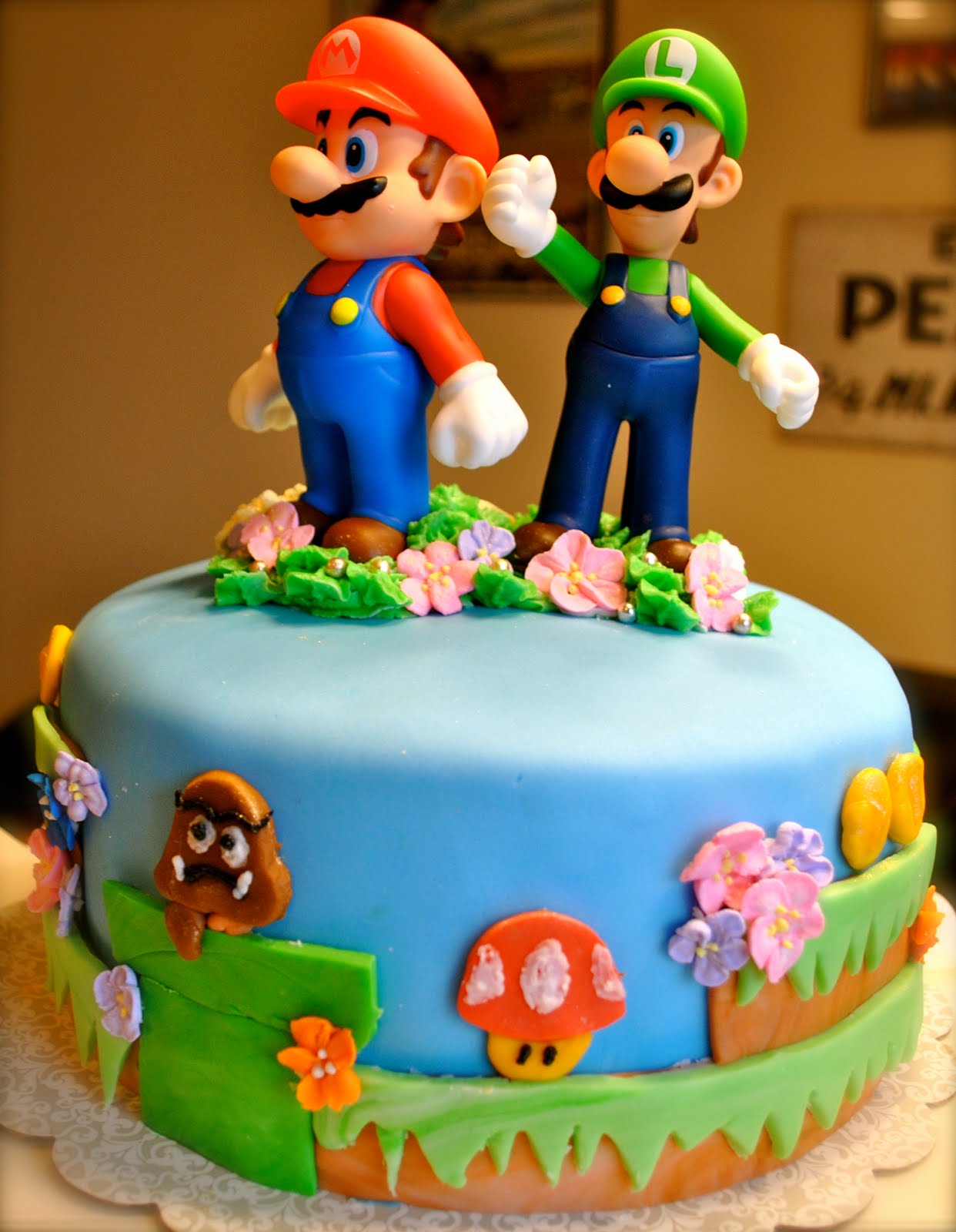 chocolate cake with chocolate covered strawberries Super Mario Bros. Cake