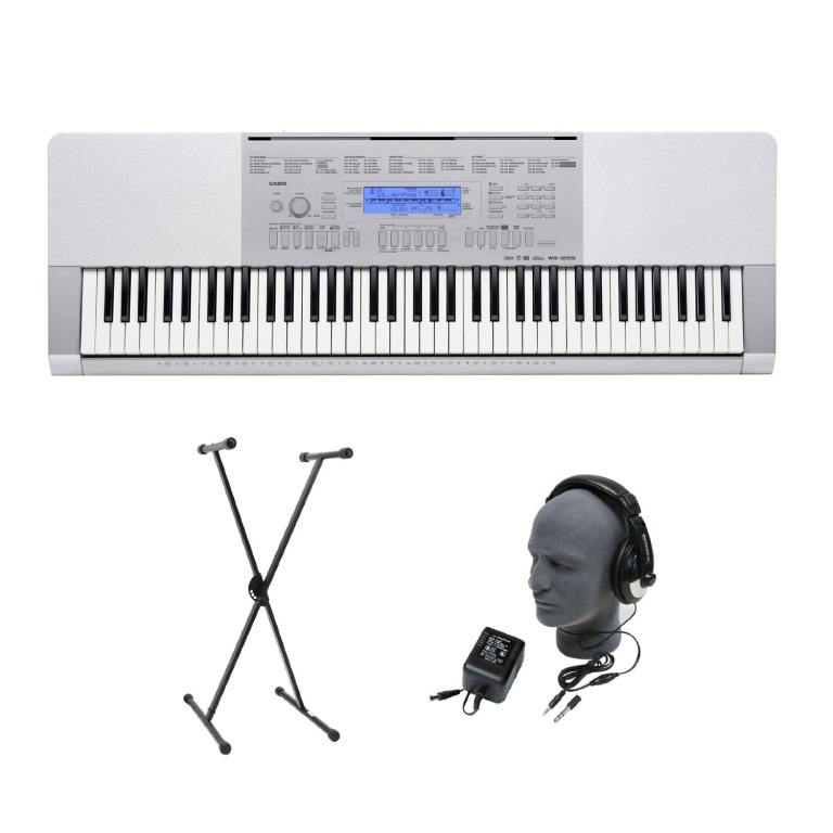 Casio WK-225 76-Key Premium Portable Keyboard Package with Headphones, Stand and Power Supply