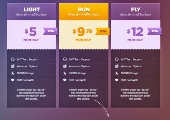 60 Best Free PSD Pricing Table Templates