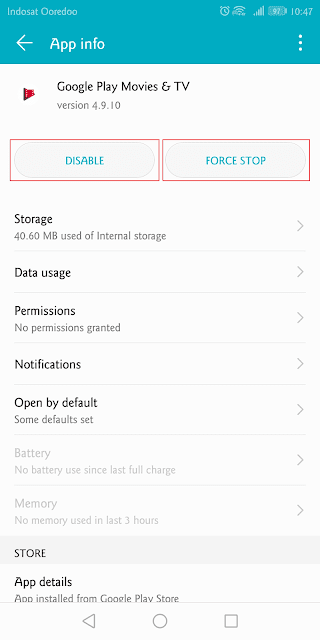 cara disable dan force stop aplikasi di android