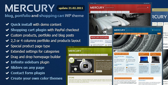 Mercury - blog, portfolio & shopping cart Wordpress Theme Free Download by ThemeForest.