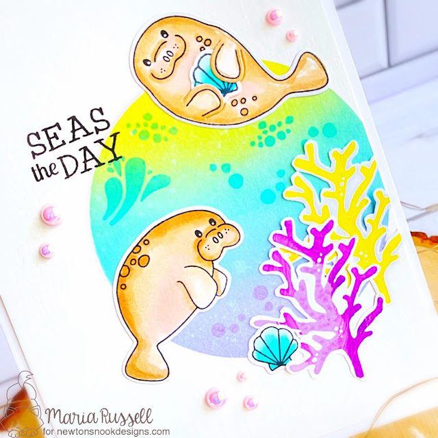 SEAS the Day Card by Maria Russell | Manatee-rific Stamp Set and Tranquil Tides Stamp Set by Newton's Nook Designs #newtonsnook #handmade
