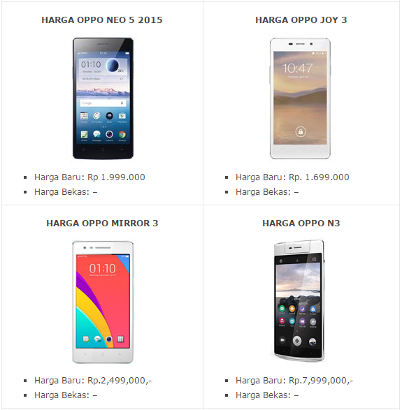 Update Harga Hp Android Oppo Terbaru Desember 2015 