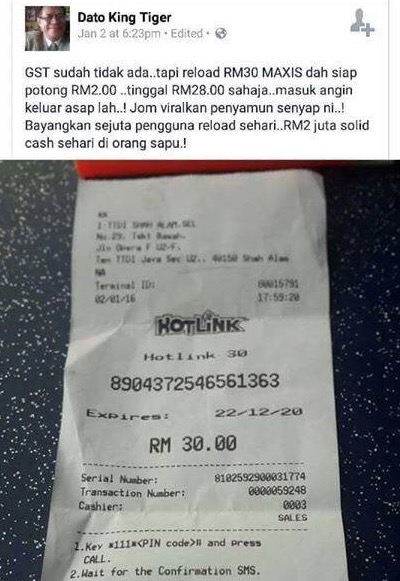 Netizen Bengang Kad Top Up Telco Masih Ada GST